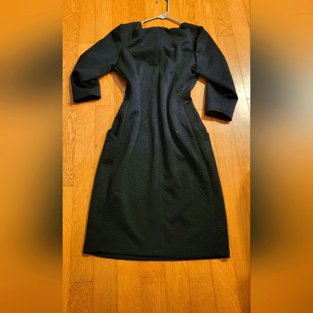 Sharagano black quilt print dress. Black 10